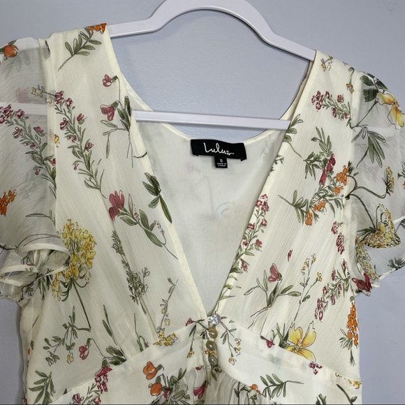 Lulu’s Long Floral Print Hi-Lo V Neck Blouse - Picture 5 of 10
